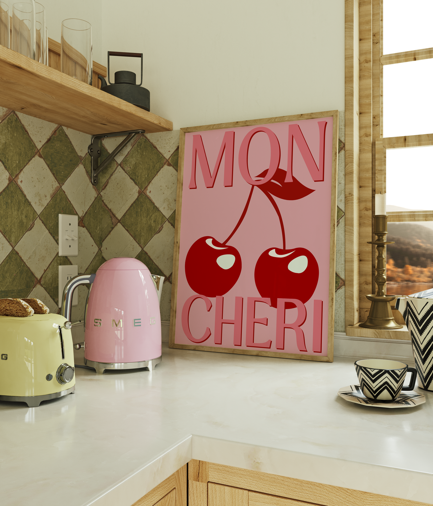 Mon Cheri Red and Pink Print - Gina Ellen Wall Art