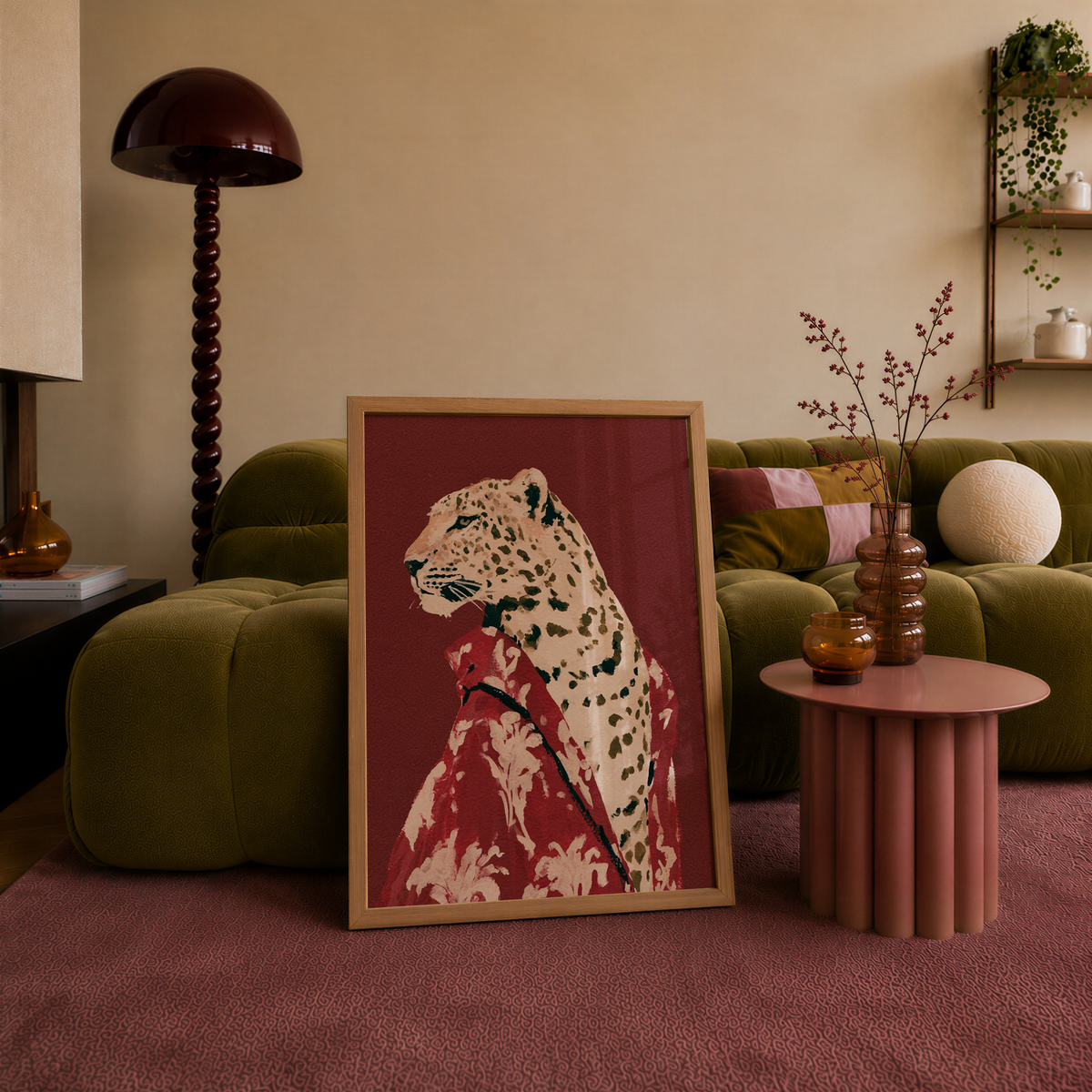 Burgundy Leopard Art Print - Gina Ellen Wall Art
