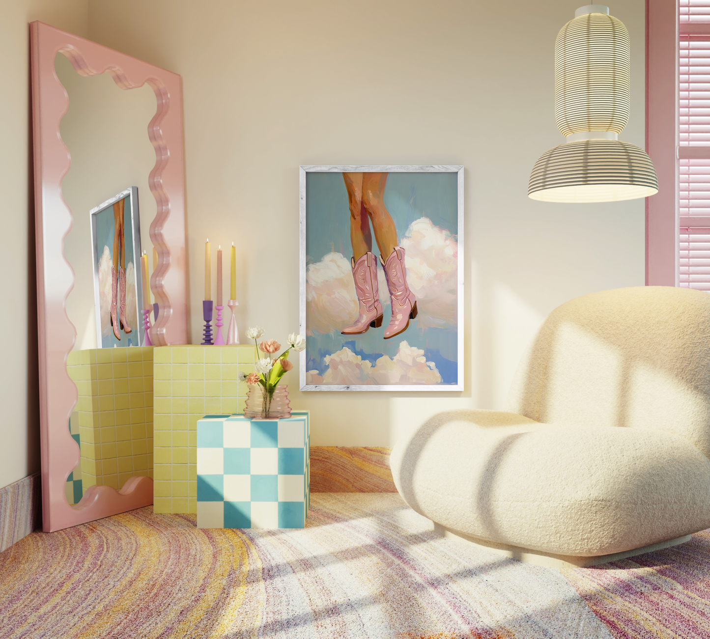 Floating In The Sky Cowboy Boots Print - Gina Ellen Wall Art