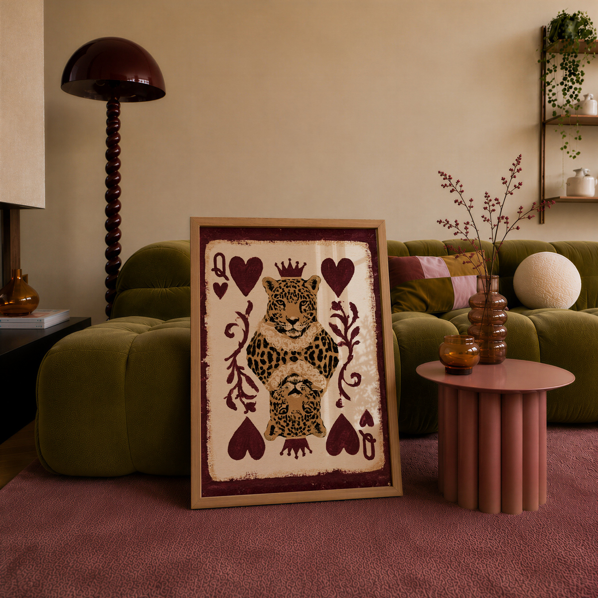 Queen of Hearts Leopard Playing Card Print - Gina Ellen Wall Art