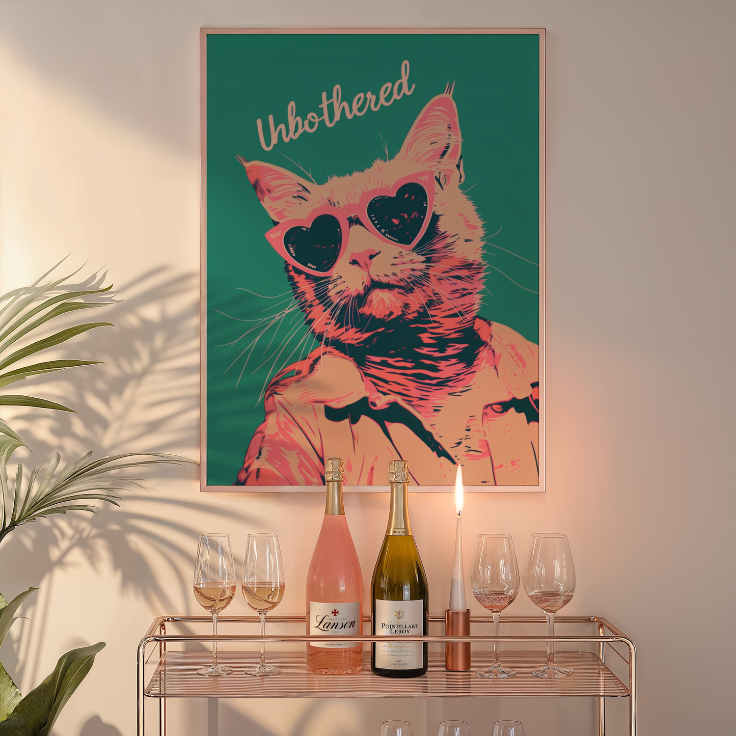 Unbothered Cat Quote Green Print - Gina Ellen Wall Art