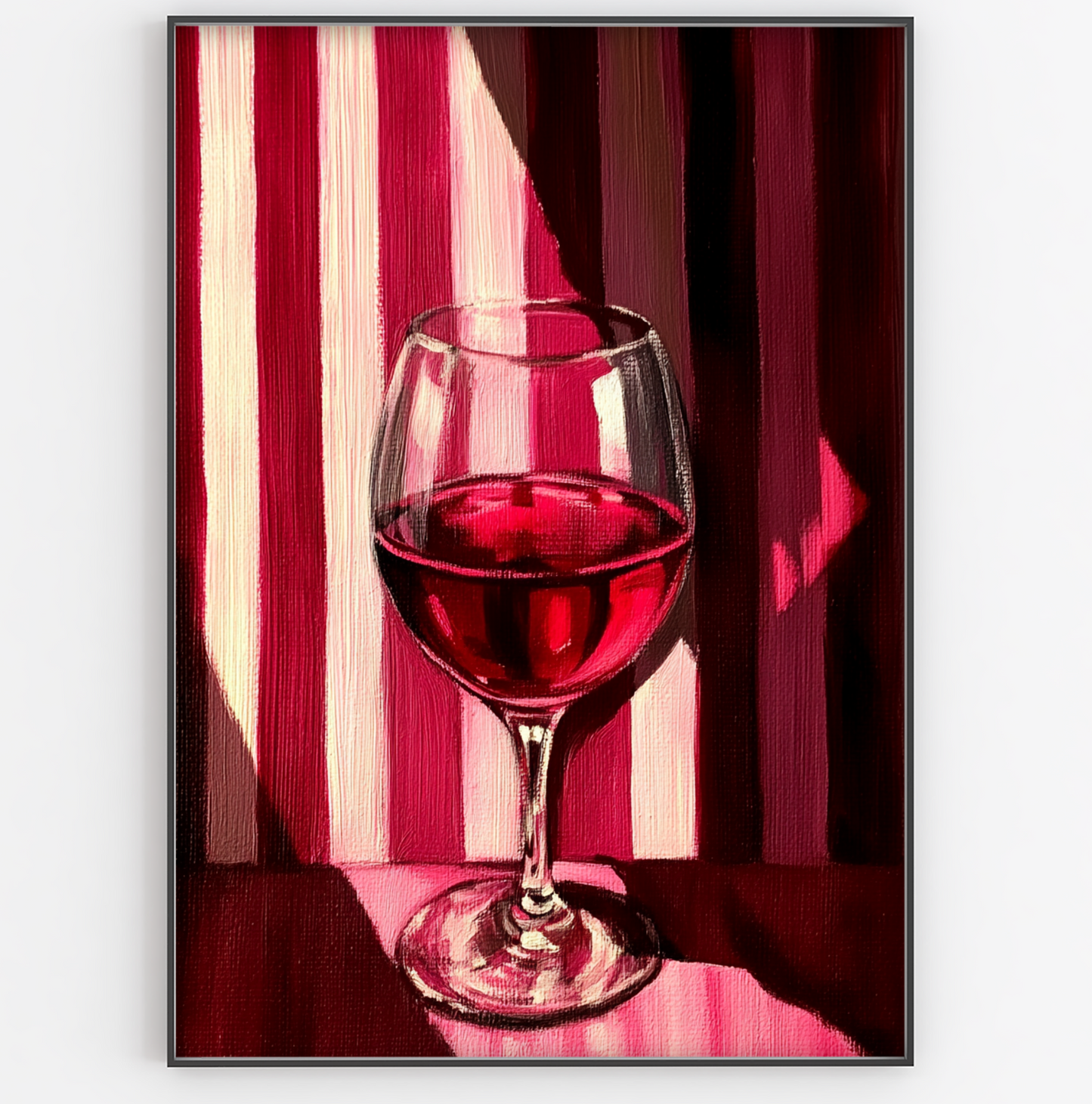 Red Wine Glass on Stripes Print - Gina Ellen Wall Art