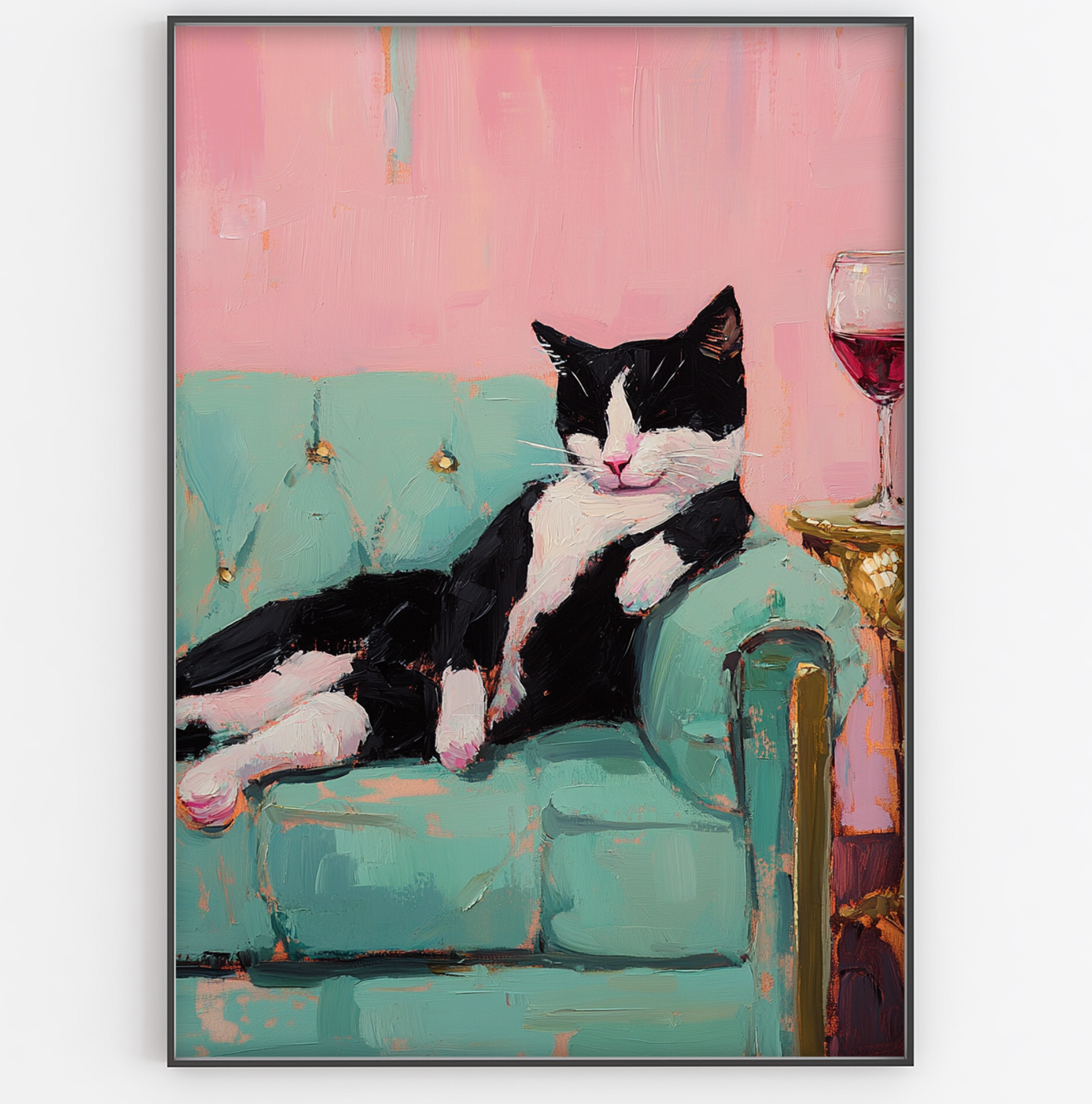 Relaxing Wine Cat Print - Gina Ellen Wall Art