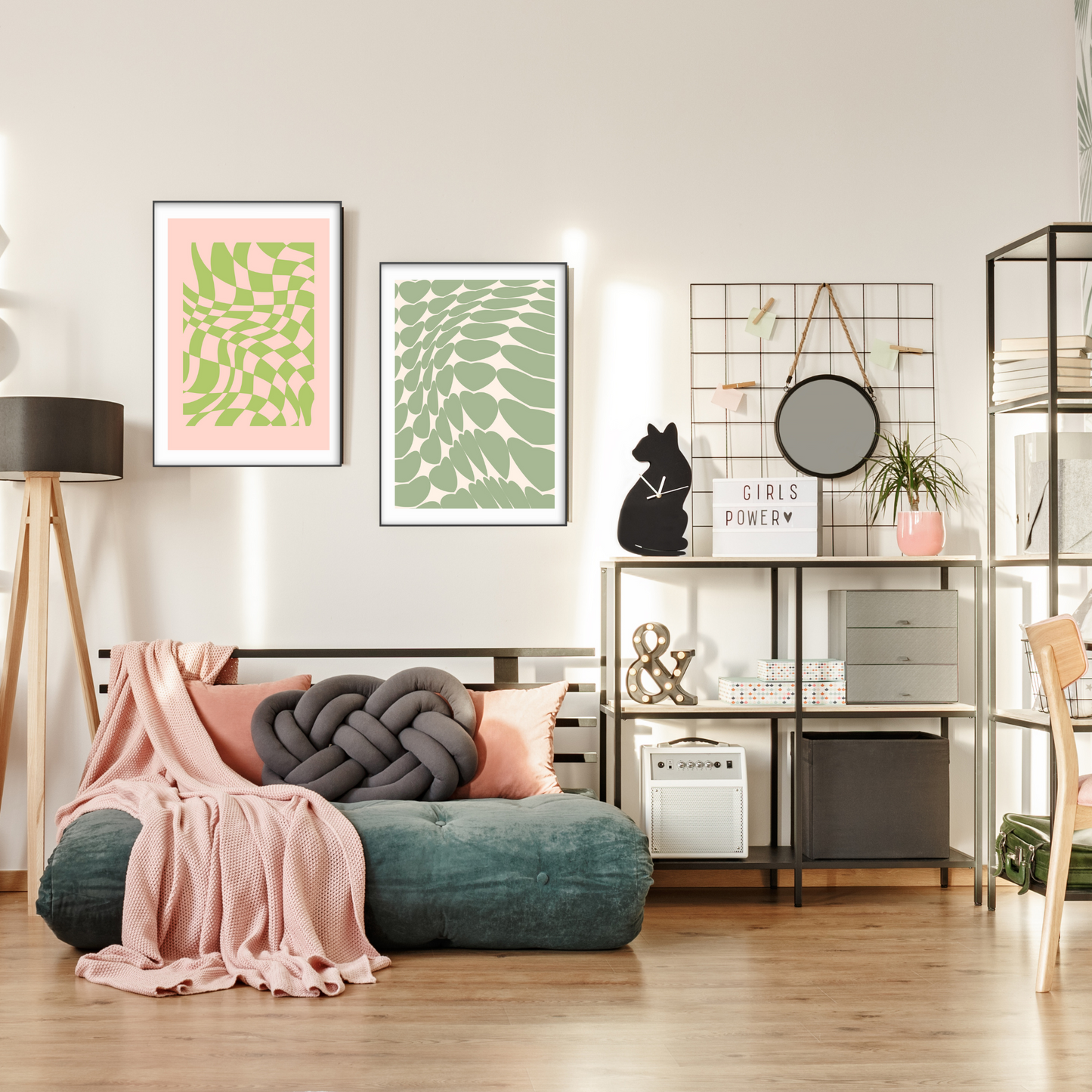 Y2K Aesthetic Green Heart Pattern Art Print - Gina Ellen Wall Art