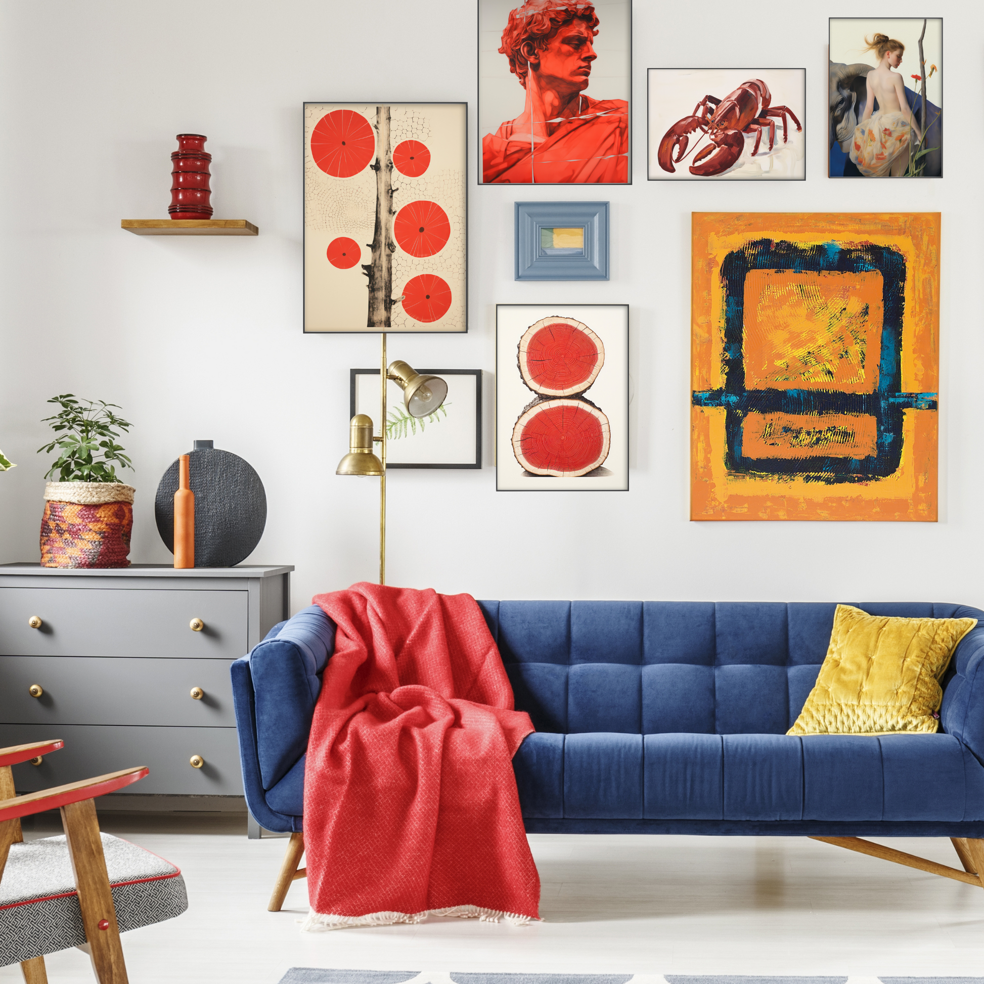 Red Tree Stumps Print - Gina Ellen Wall Art