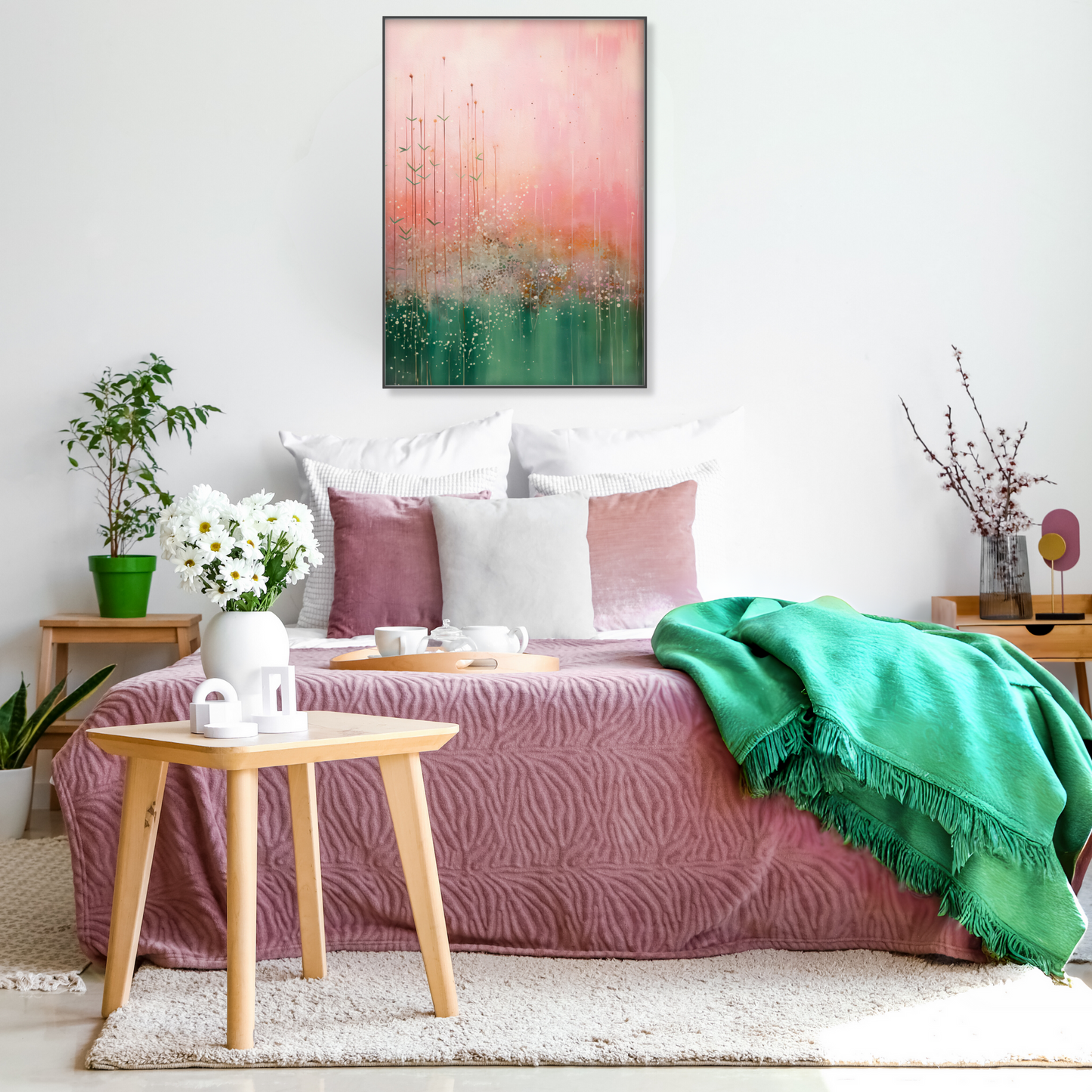 Pink and Green Botanical Print - Gina Ellen Wall Art