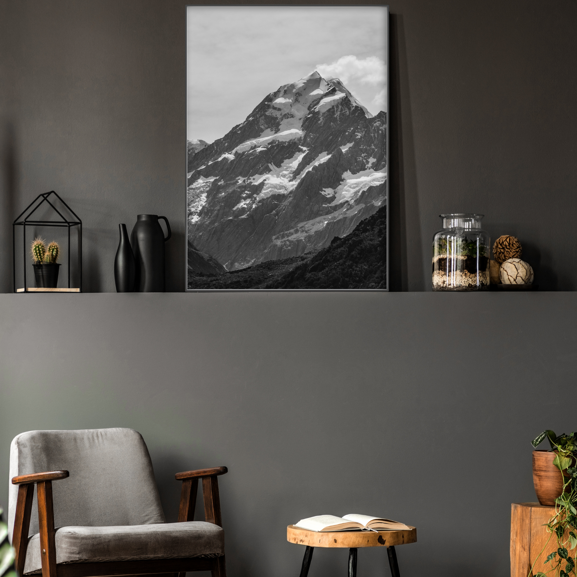 Black and White Mountain - Gina Ellen Wall Art