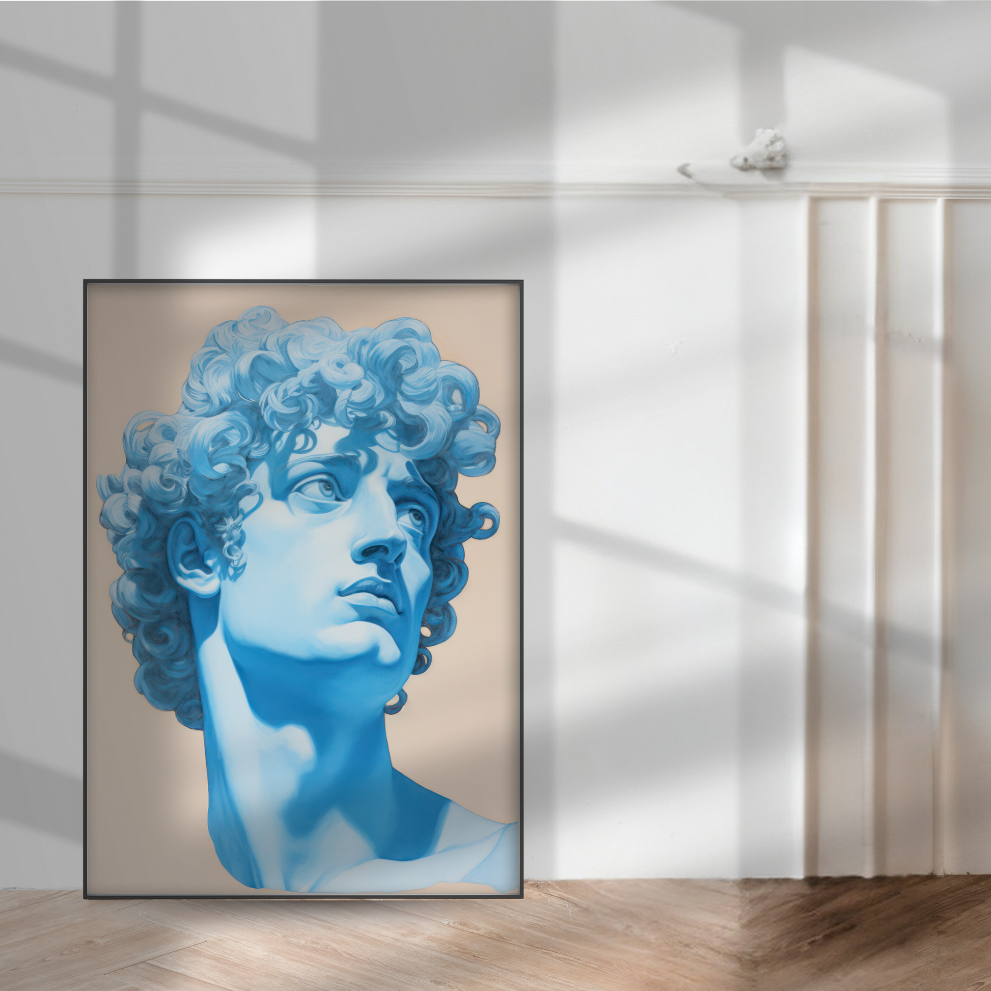 Blue Greek David Statue Portrait Print - Gina Ellen Wall Art