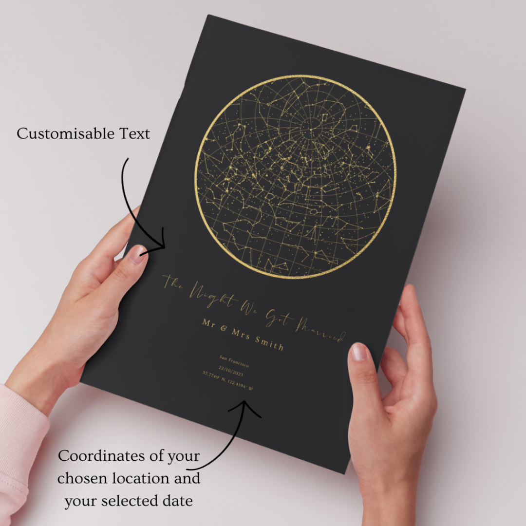 Personalised Gold Star Map Print - Gina Ellen Wall Art