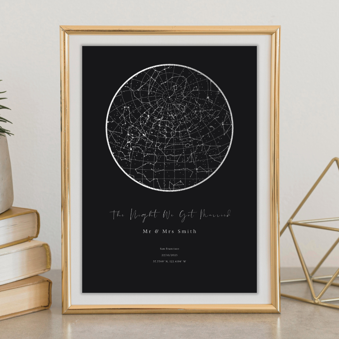 Personalised Silver Star Map Print - Gina Ellen Wall Art