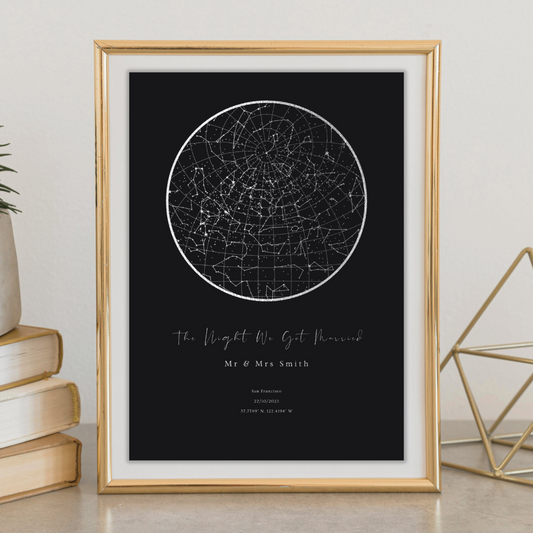 Personalised Silver Star Map Print - Gina Ellen Wall Art