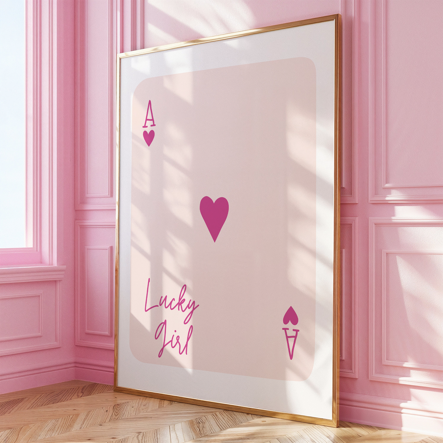 Pink Lucky Girl Ace Playing Card Print - Gina Ellen Wall Art