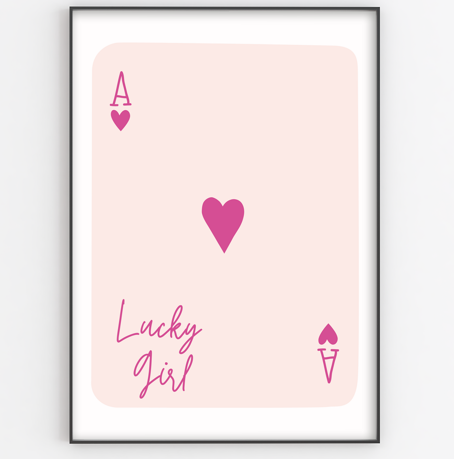 Pink Lucky Girl Ace Playing Card Print - Gina Ellen Wall Art