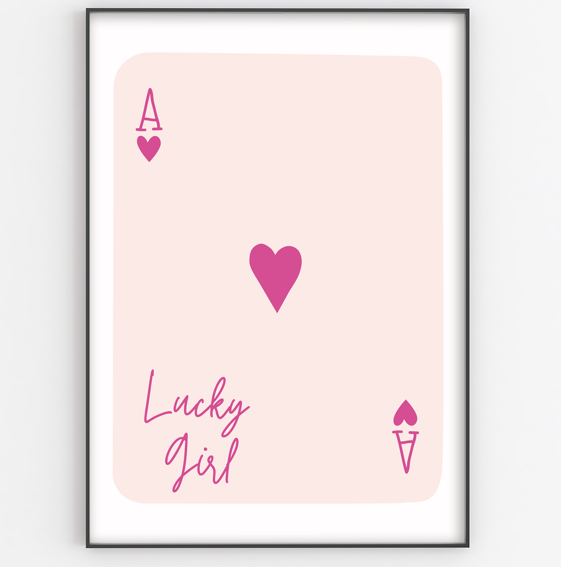 Pink Lucky Girl Ace Playing Card Print - Gina Ellen Wall Art