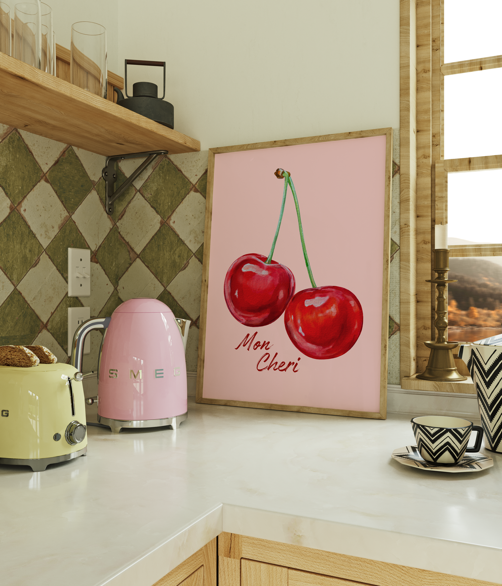 Mon Cheri Watercolour Cherries Print - Gina Ellen Wall Art