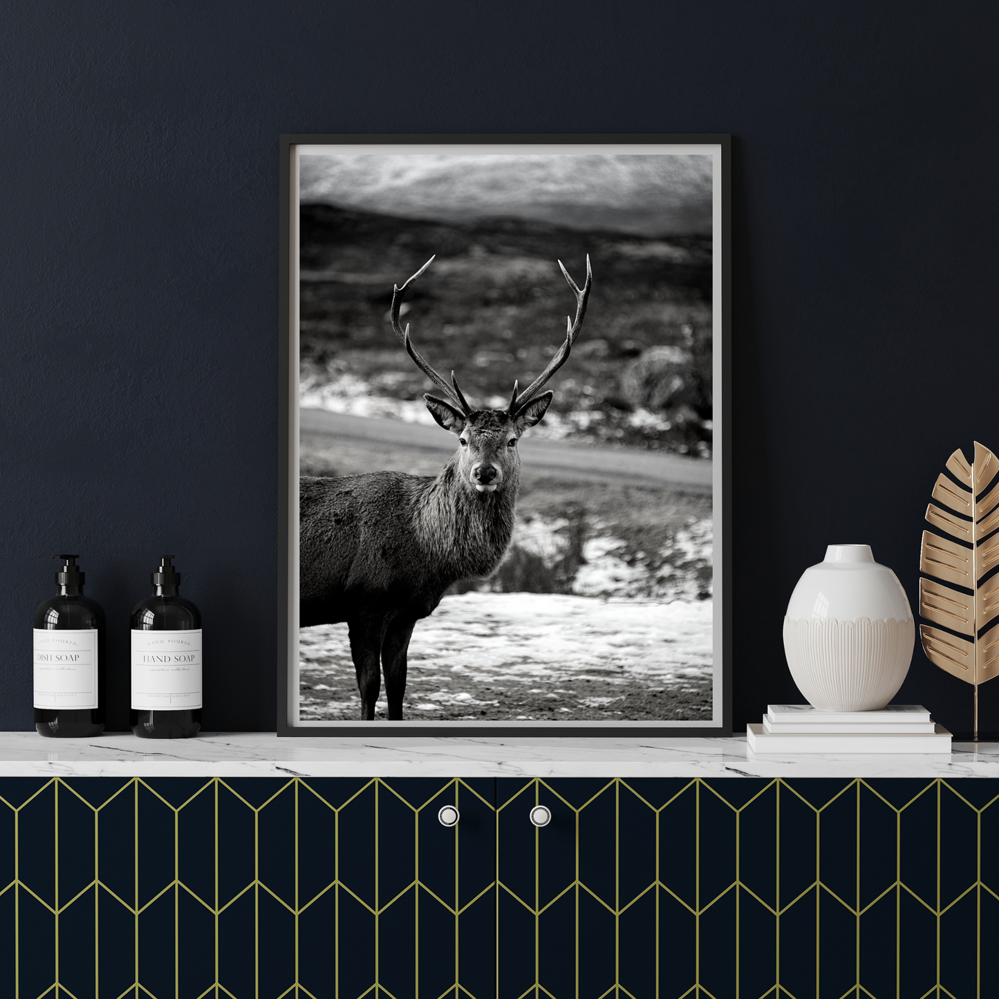 Black and White Stag Print - Gina Ellen Wall Art
