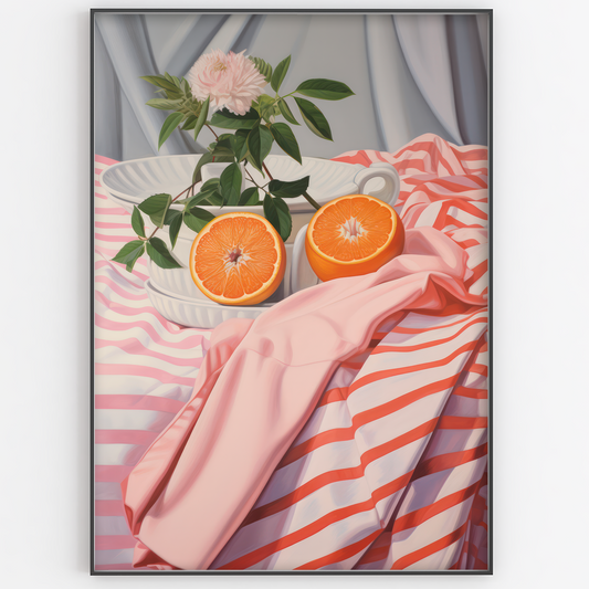 Oranges on Stripes Eclectic Print - Gina Ellen Wall Art