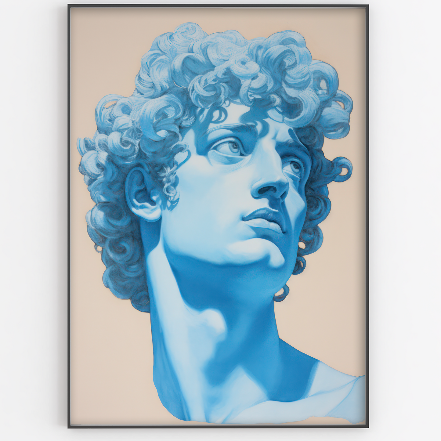 Blue Greek David Statue Portrait Print - Gina Ellen Wall Art