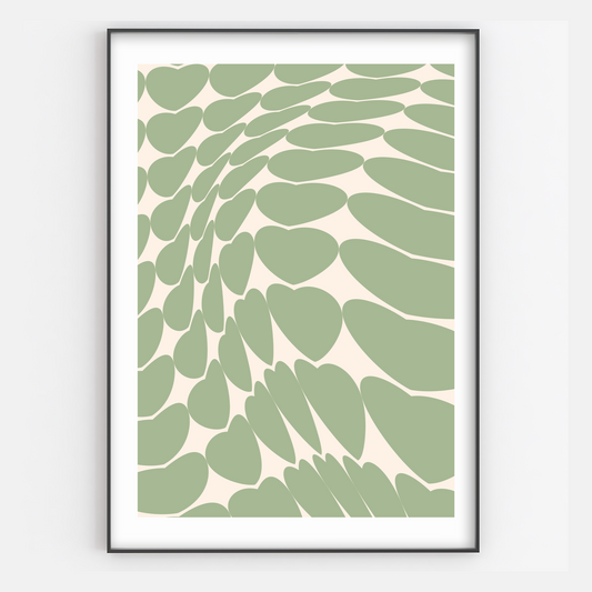 Y2K Aesthetic Green Heart Pattern Art Print - Gina Ellen Wall Art