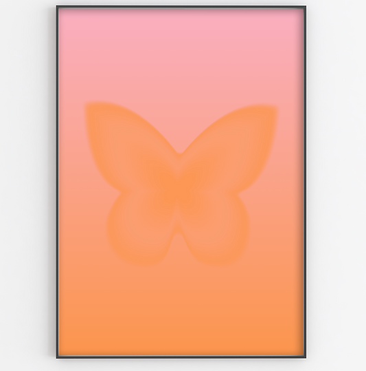 Pink and Orange Gradient Butterfly Print - Gina Ellen Wall Art