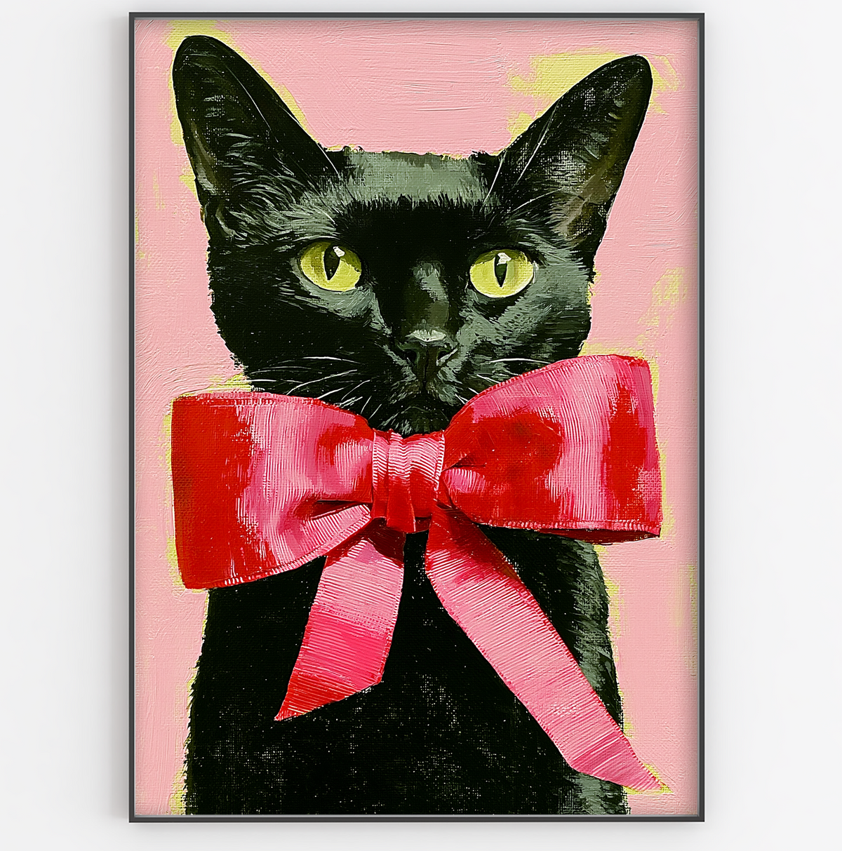 Black Cat with Pink Bow Art Print - Gina Ellen Wall Art
