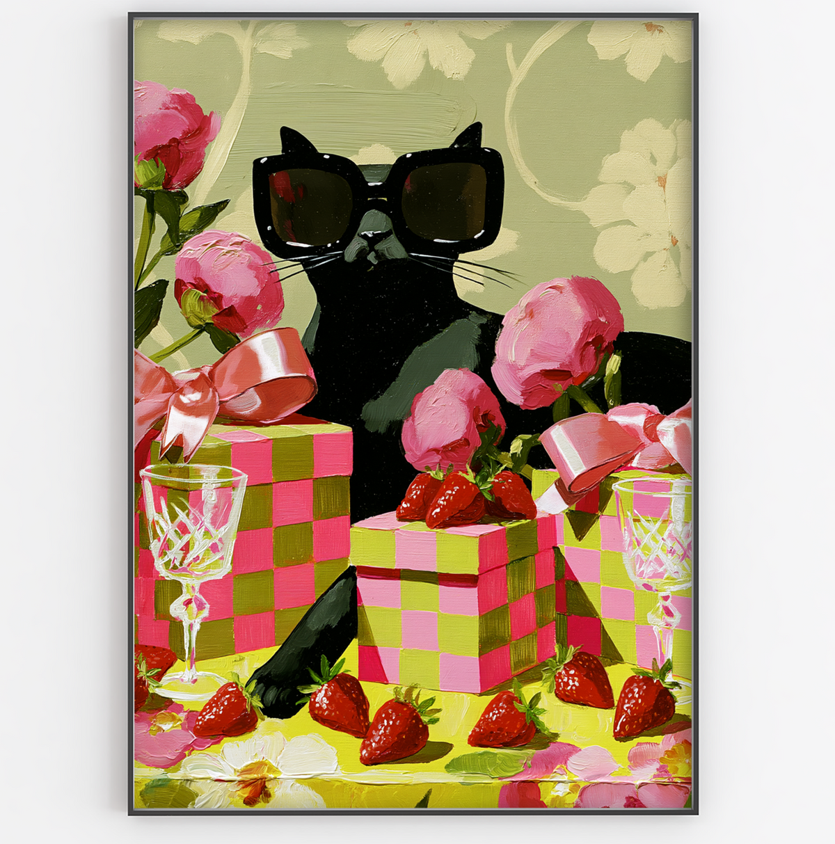 Black Cat with Sunglasses Art Print - Gina Ellen Wall Art