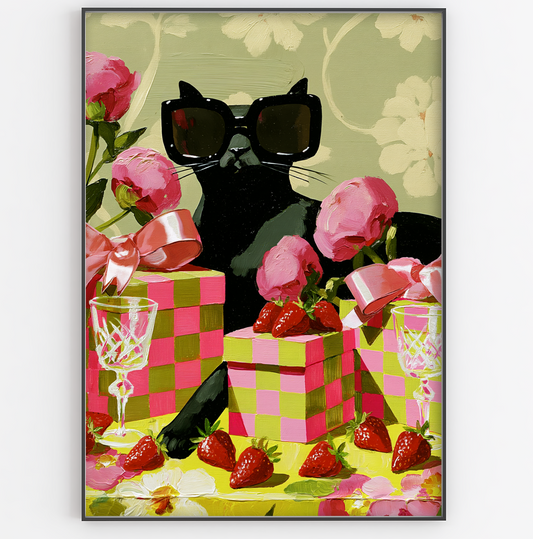 Black Cat with Sunglasses Art Print - Gina Ellen Wall Art