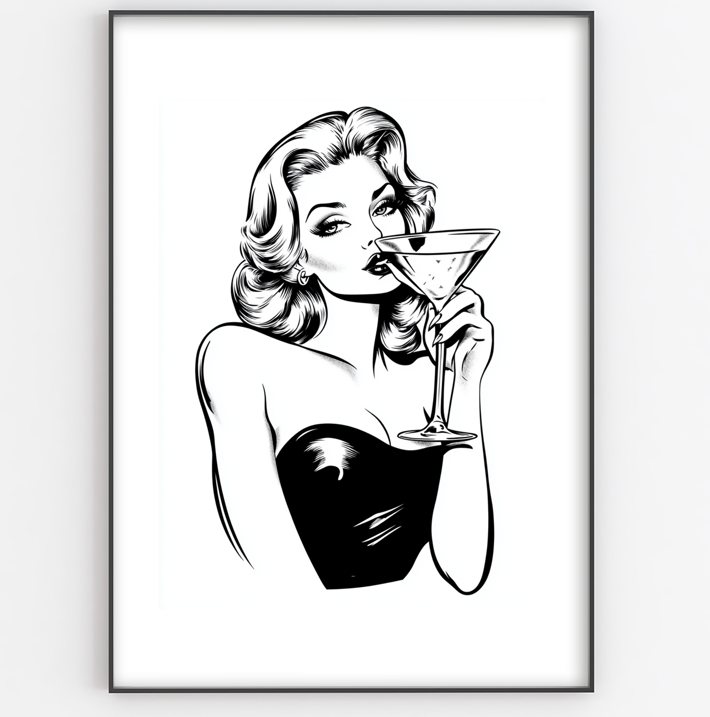 Pin Up With Martini Print - Gina Ellen Wall Art
