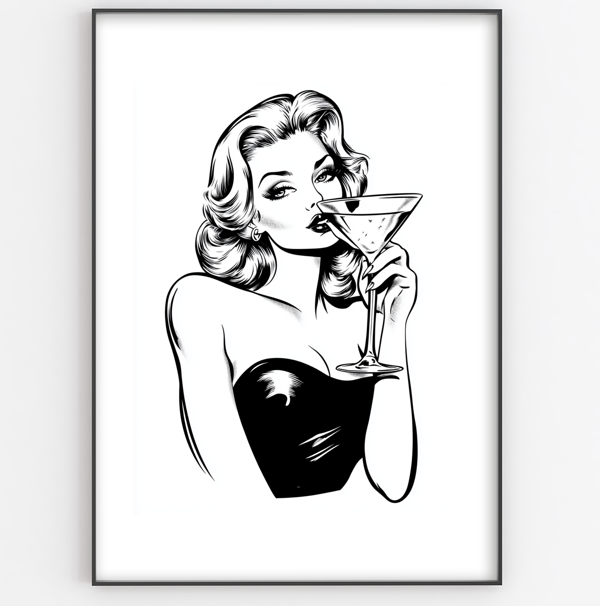 Pin Up With Martini Print - Gina Ellen Wall Art