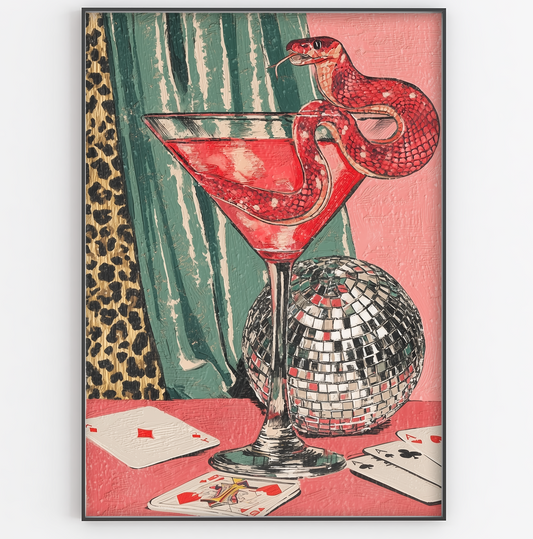 Red Snake Cocktail Print - Gina Ellen Wall Art