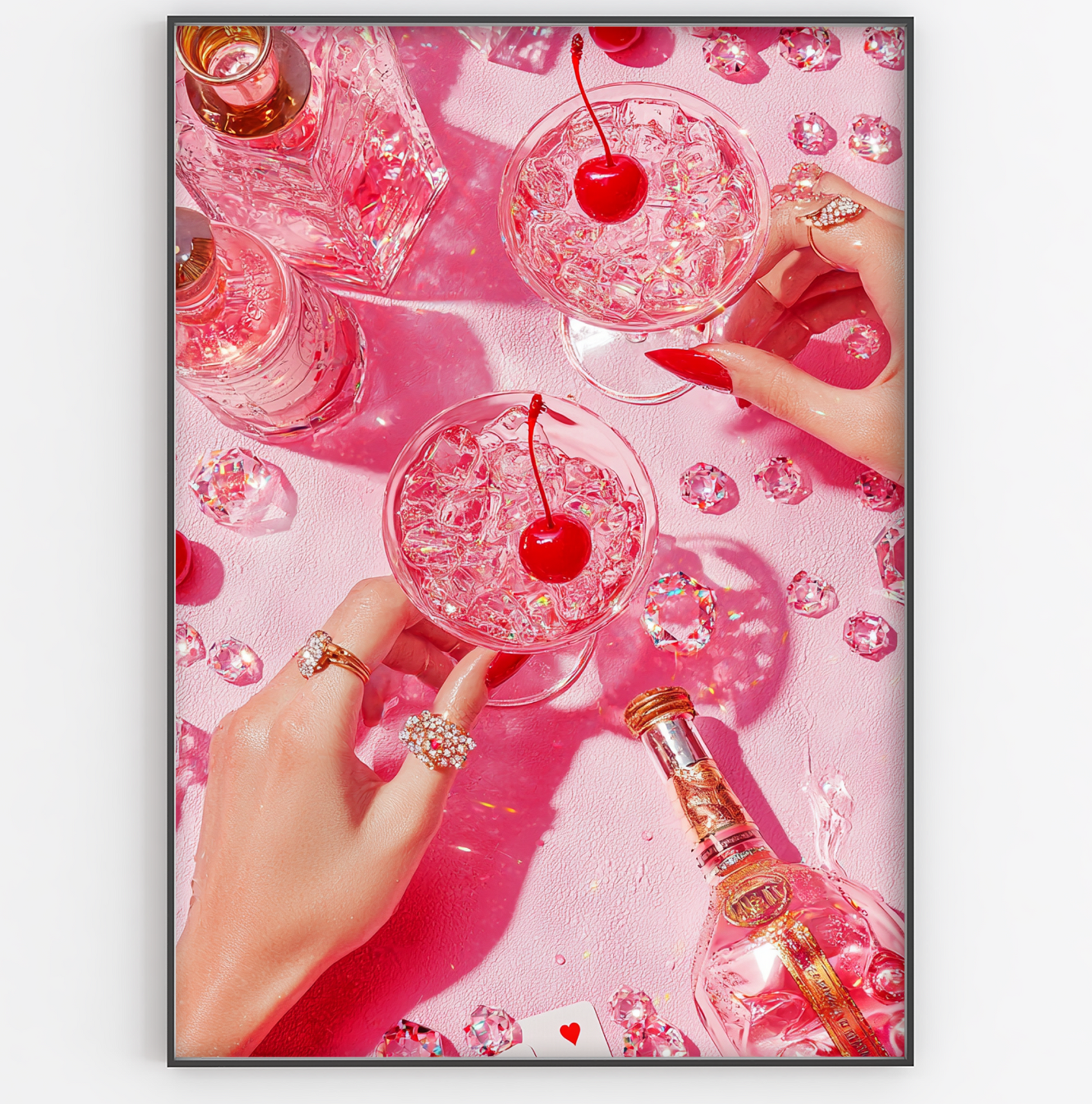 Cocktails Cherries & Diamonds Print - Gina Ellen Wall Art