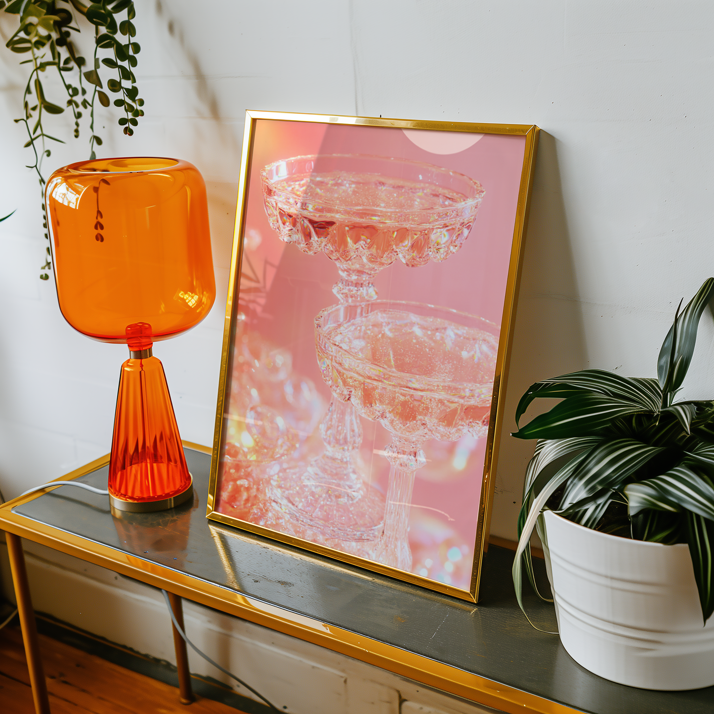 Pink and Orange Glitter Cocktails Print - Gina Ellen Wall Art