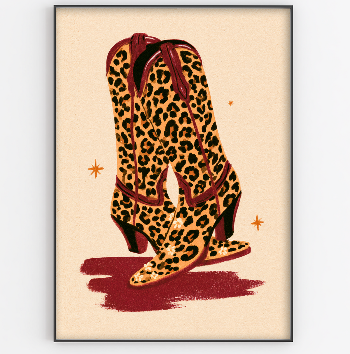 Leopard Print Cowboy Boots Print - Gina Ellen Wall Art