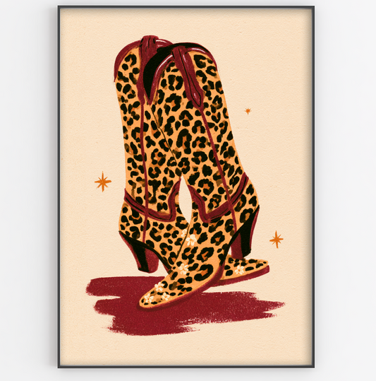 Leopard Print Cowboy Boots Print - Gina Ellen Wall Art