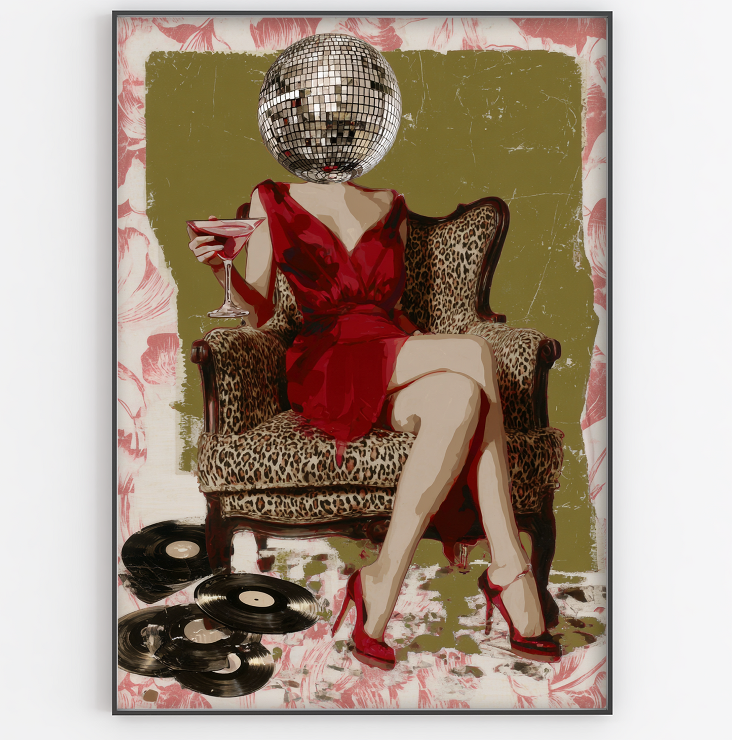 Disco Ball Head Cocktail Girl Print - Gina Ellen Wall Art