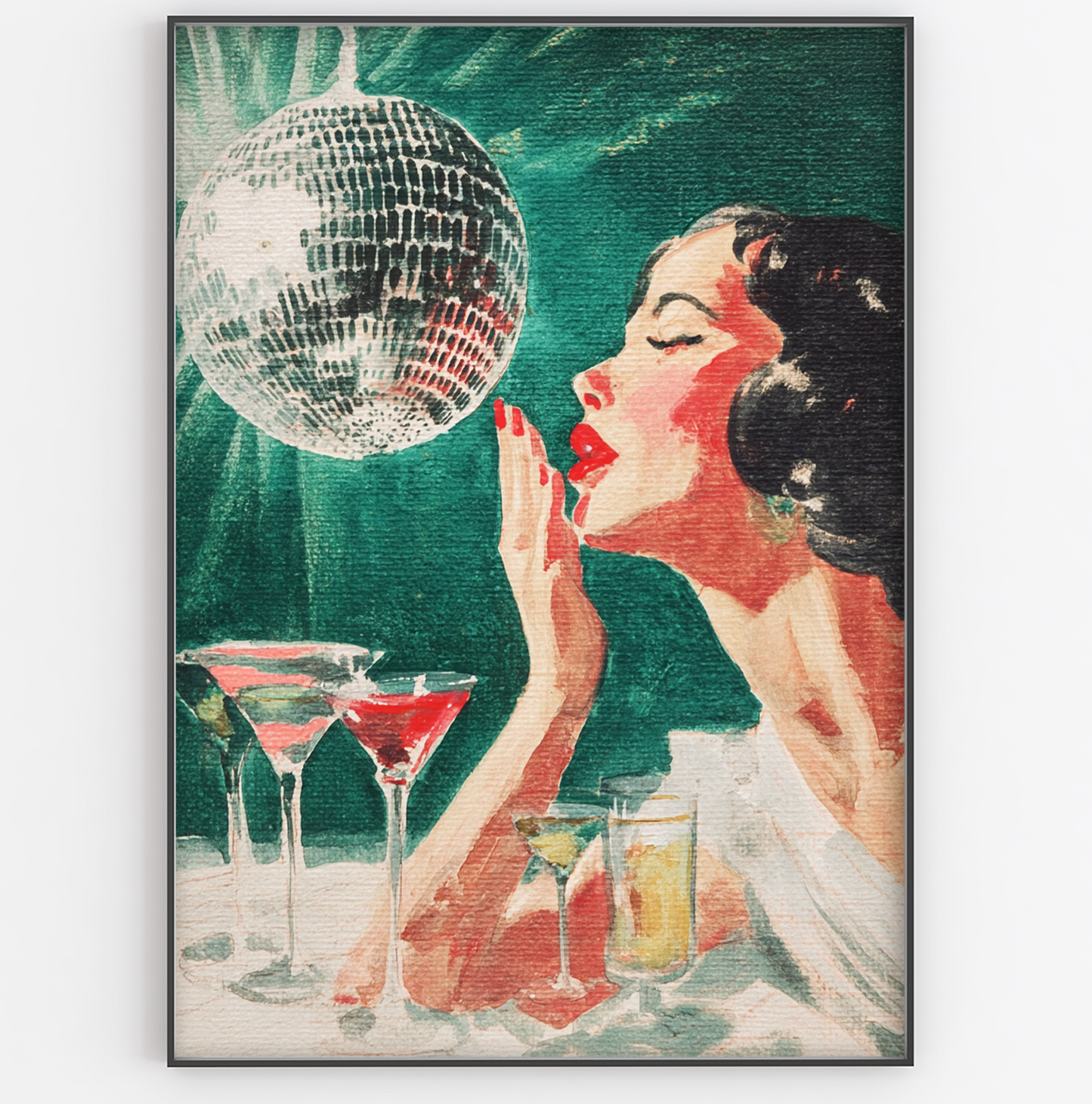 Disco Ball Kiss Print - Gina Ellen Wall Art