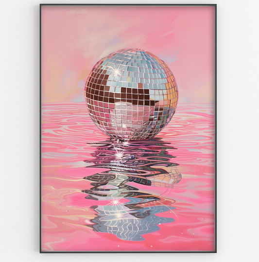 Disco Ball On Water Pink Print - Gina Ellen Wall Art