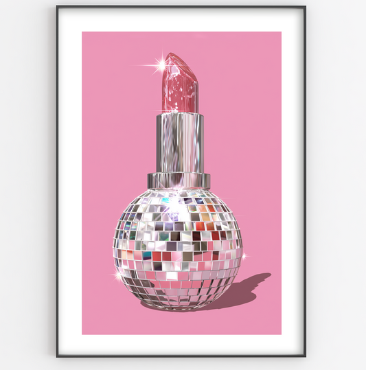 Disco Ball Lipstick Print