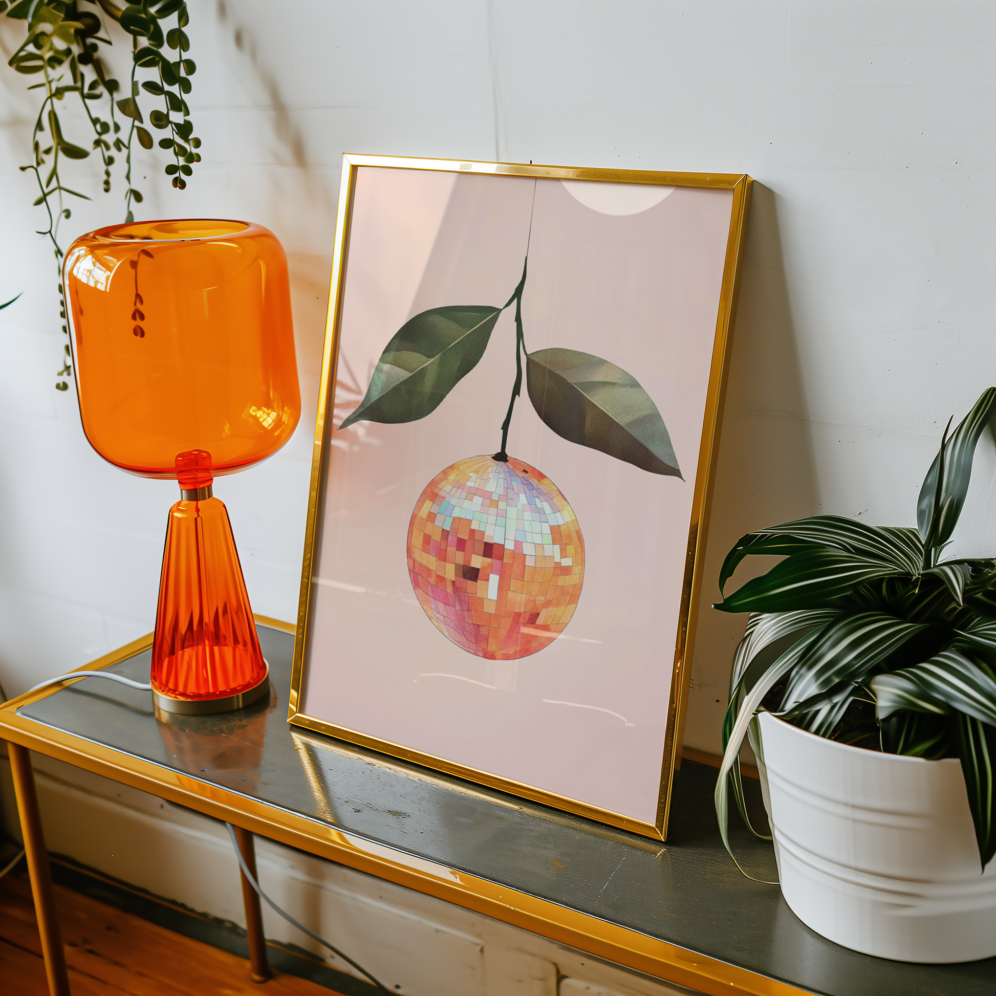 Disco Ball Orange Print - Gina Ellen Wall Art
