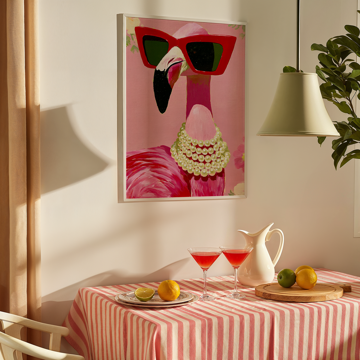 Pink Flamingo in Red Shades Art Print - Gina Ellen Wall Art
