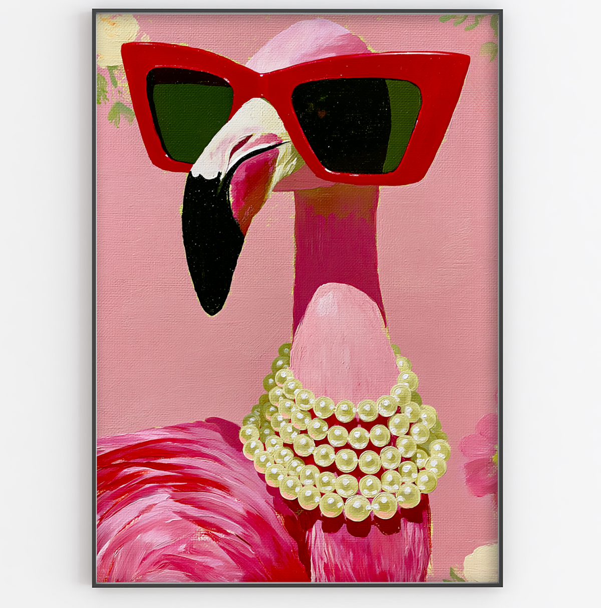 Pink Flamingo in Red Shades Art Print - Gina Ellen Wall Art