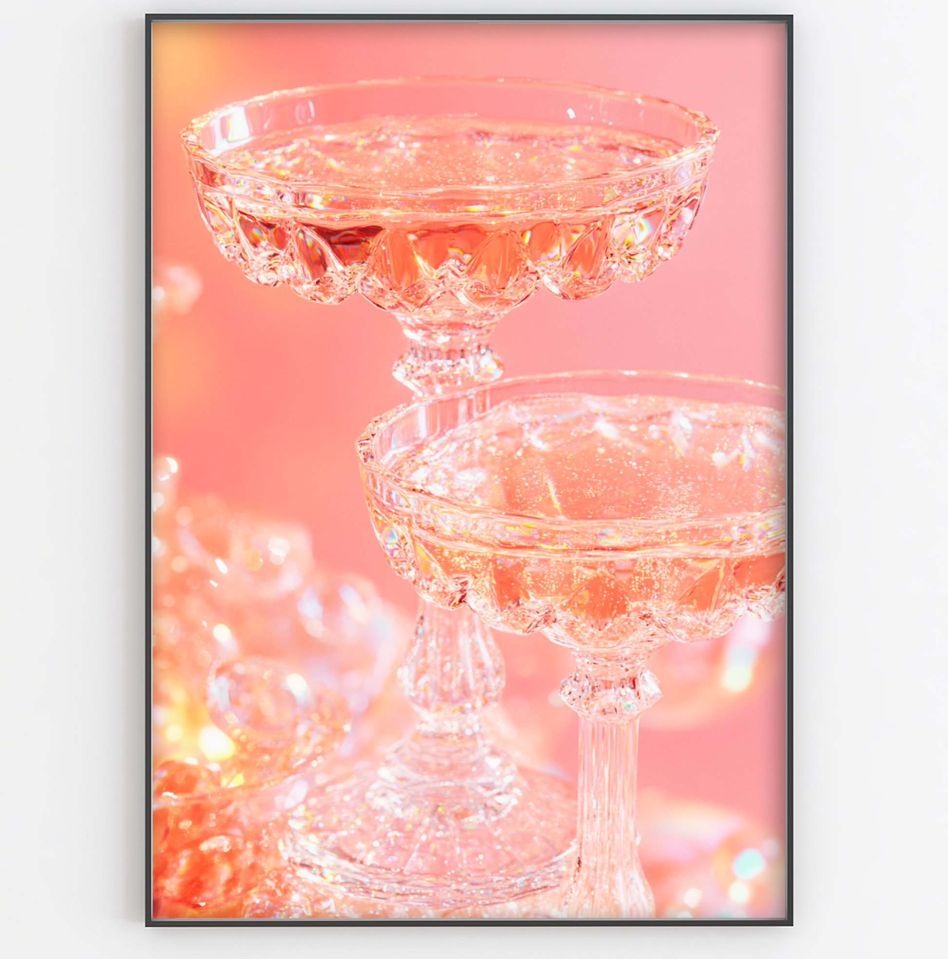 Pink and Orange Glitter Cocktails Print - Gina Ellen Wall Art