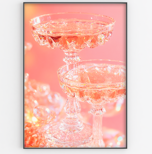 Pink and Orange Glitter Cocktails Print - Gina Ellen Wall Art