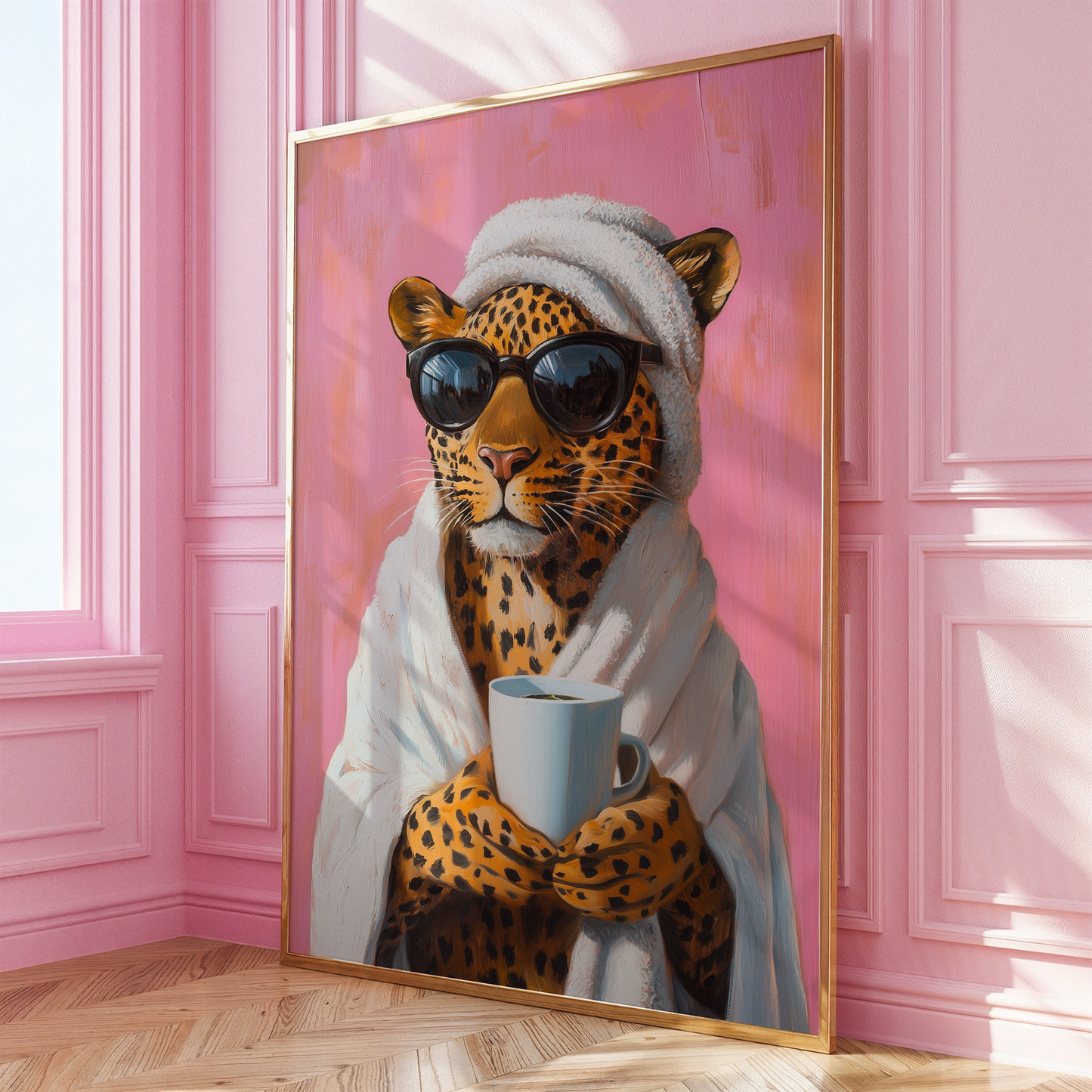 Leopard In Bathrobe Print - Gina Ellen Wall Art