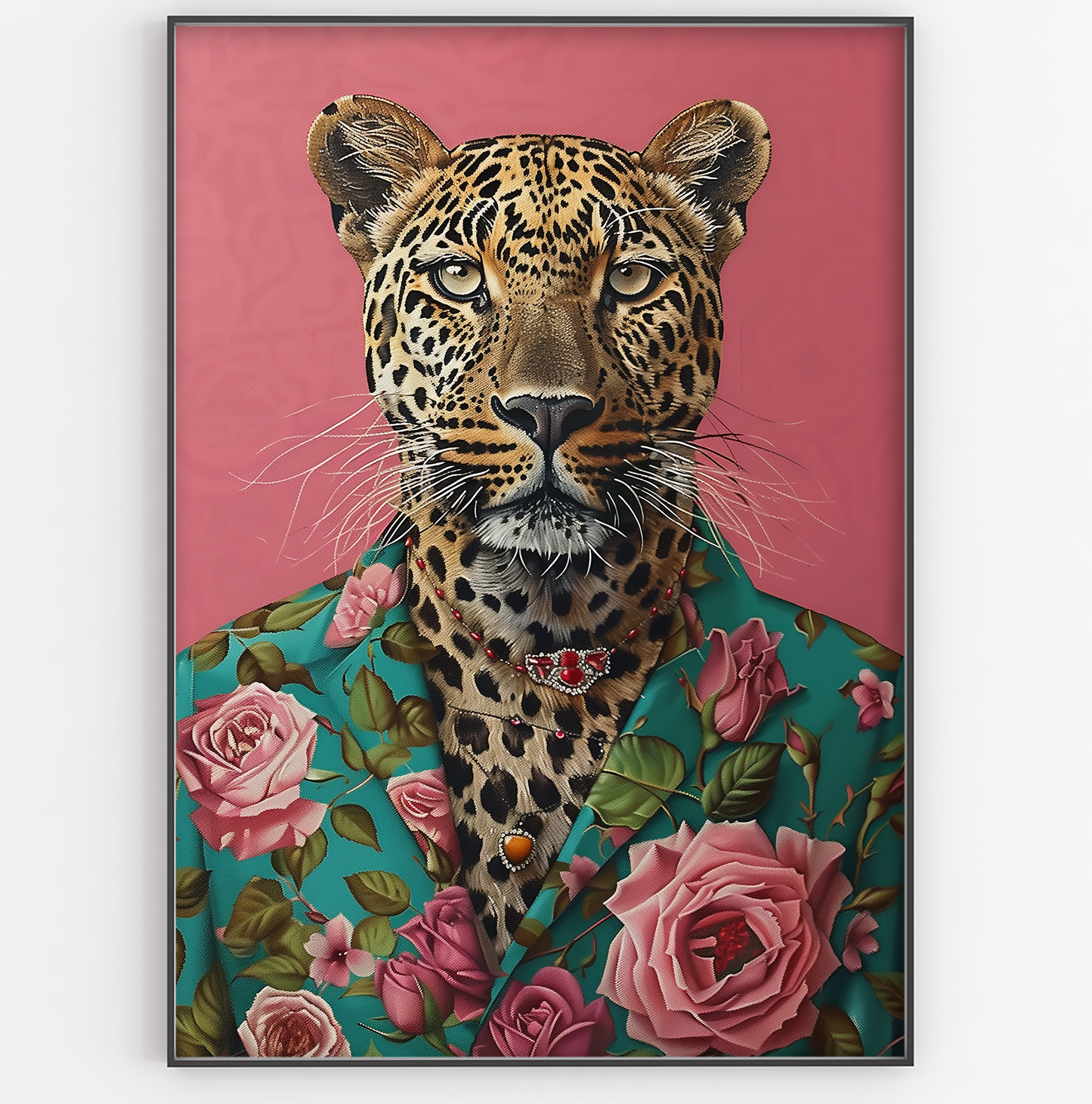 Leopard In Rose Suit Print - Gina Ellen Wall Art