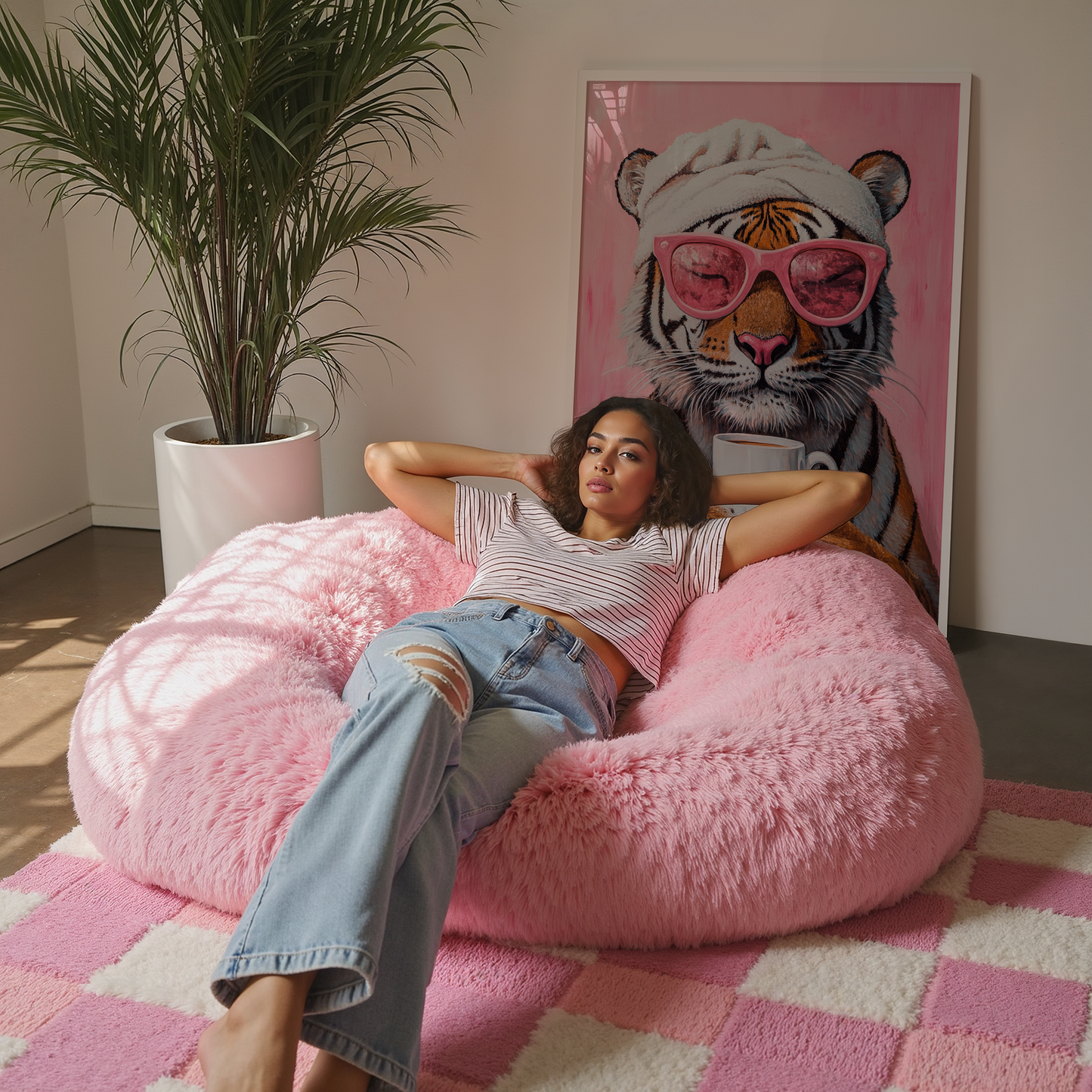 Bathrobe Tiger In Pink Shades Print - Gina Ellen Wall Art