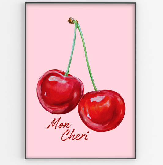Mon Cheri Watercolour Cherries Print - Gina Ellen Wall Art