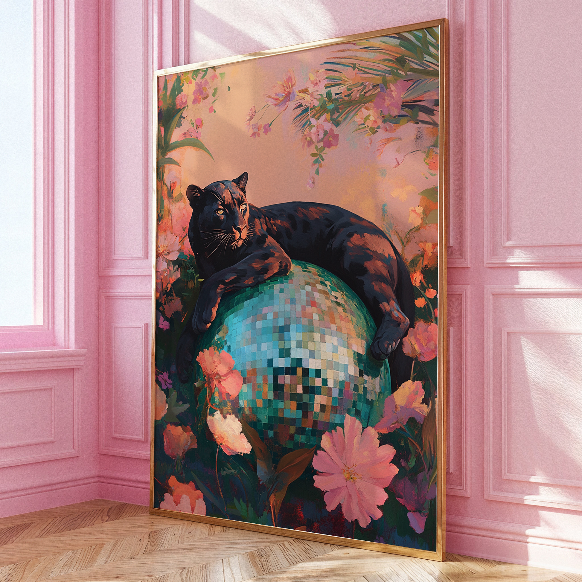 Disco Ball Panther Print - Gina Ellen Wall Art