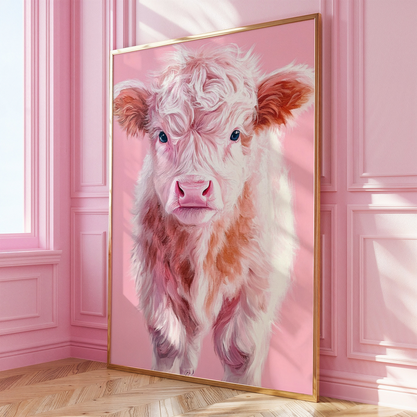 Baby Pink Highland Cow Print - Gina Ellen Wall Art