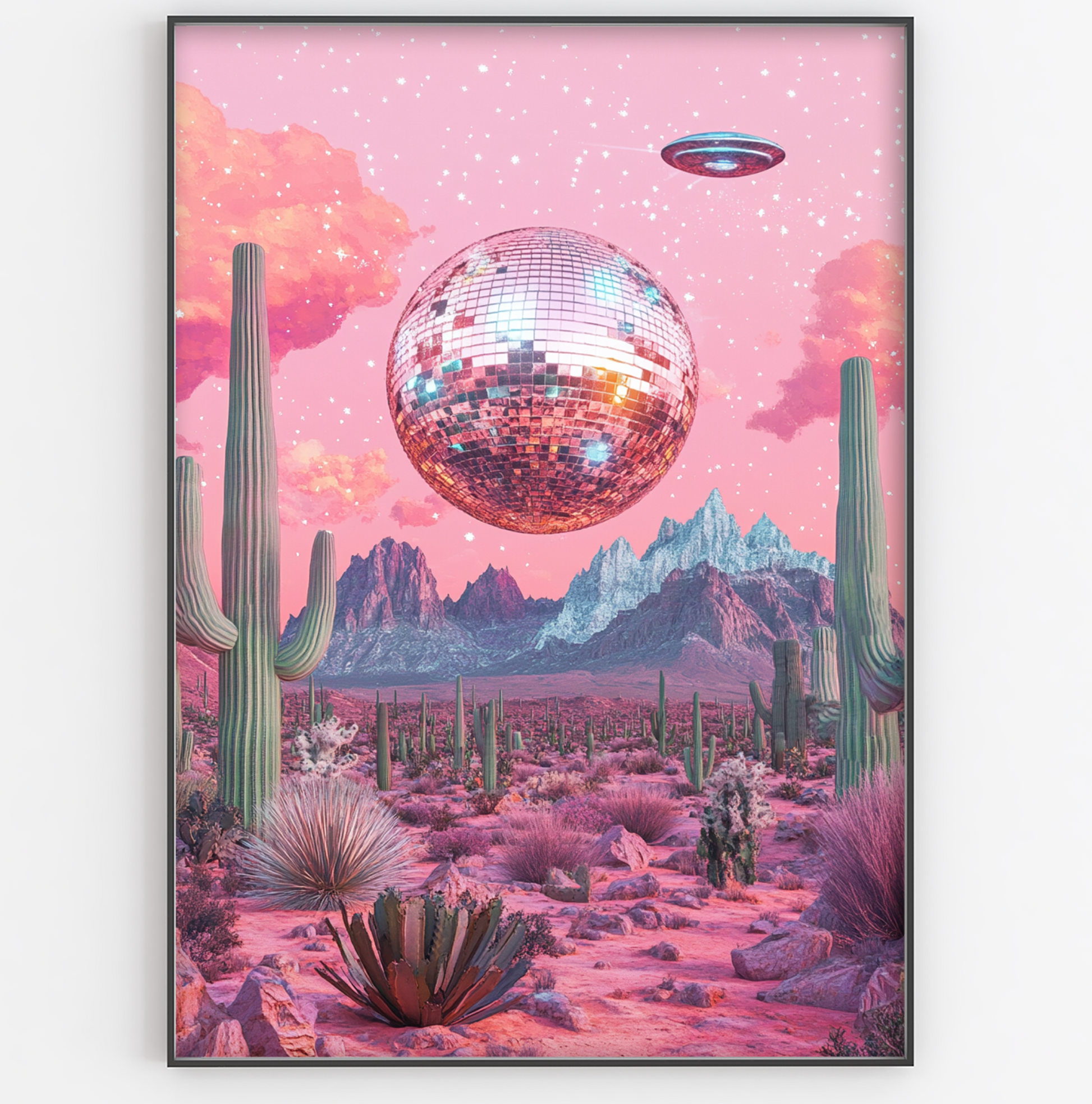 Pink Surreal Spaceship Disco Print - Gina Ellen Wall Art
